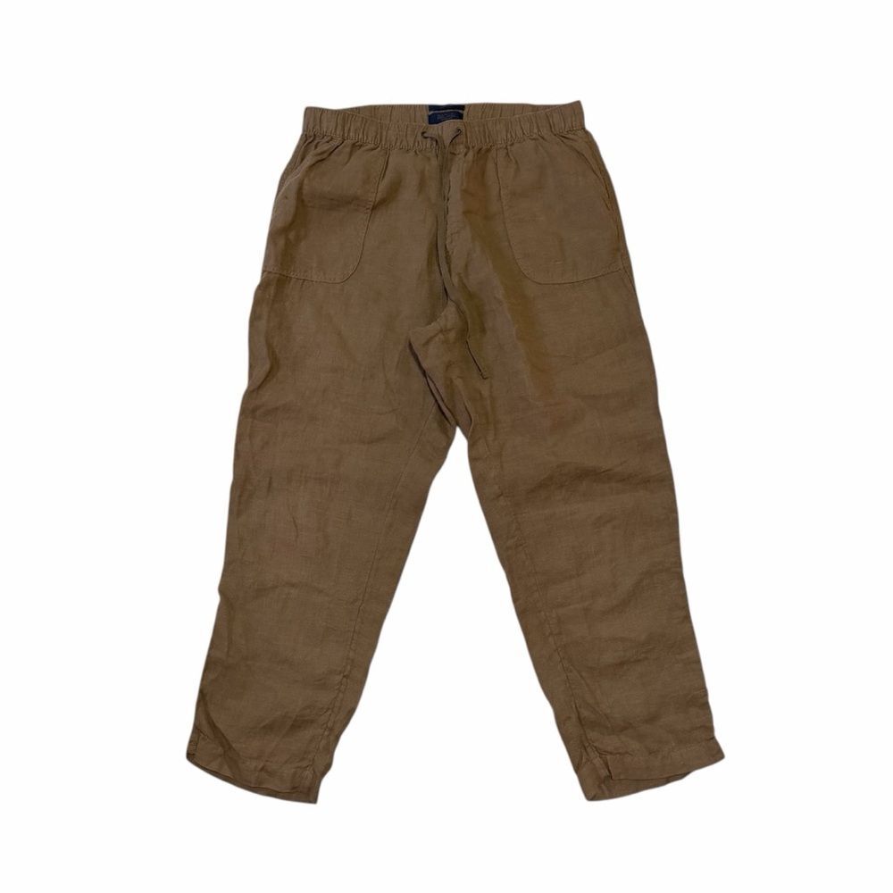 Rachel Roy Brown 100% Linen High Waisted Cropped Pants Size Large